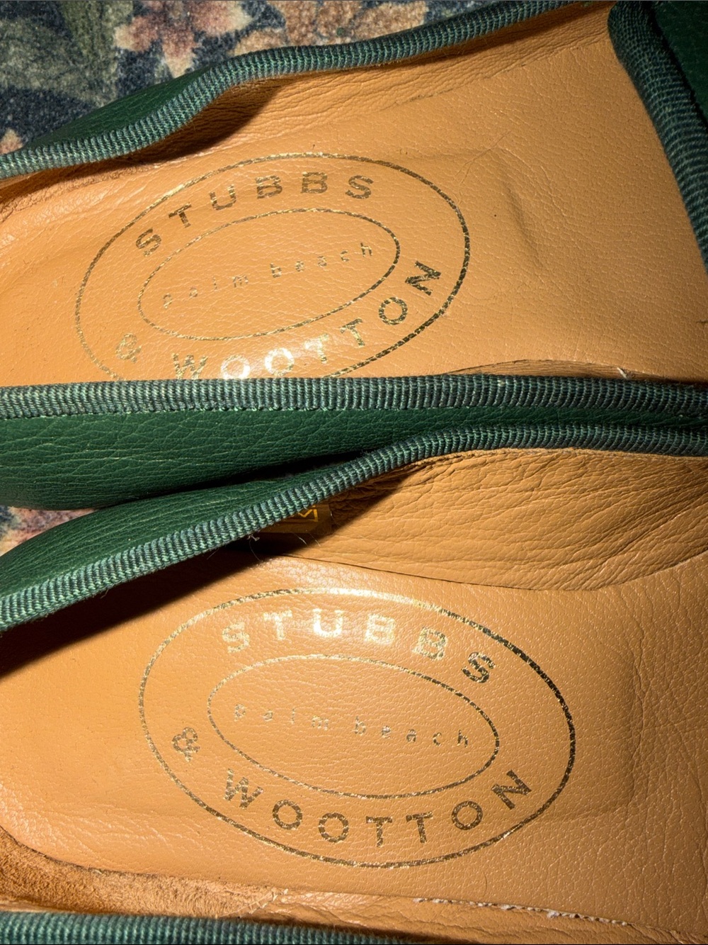 Stubbs & Wootton Forest Green Leather Slip-On Loafers - Picture 8 of 8